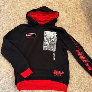 Black and Red Graphic Hoodie